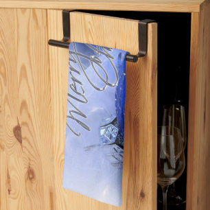 Blåa julprydnader God jul Towels Kökshandduk
