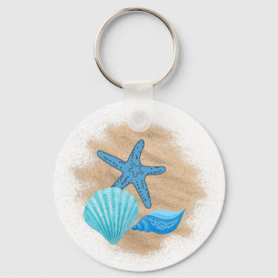 Blåa kontrollceller på Beach Tote Bag Nyckelring
