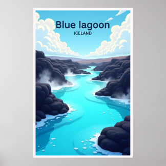 Blåa lagunen Island resa affisch