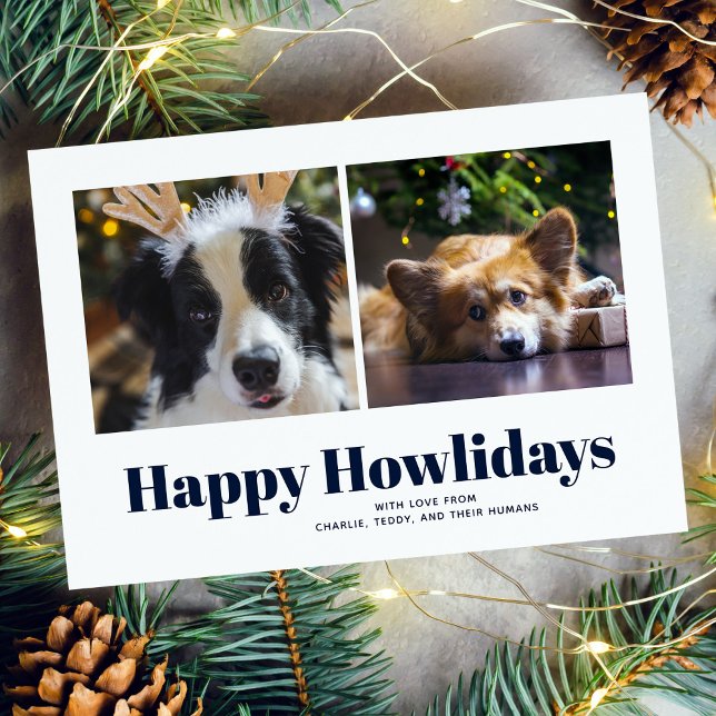 Blåa "Lycklig Howlidays" från Hundar-Helgdag-korte Julkort (Skapare uppladdad)
