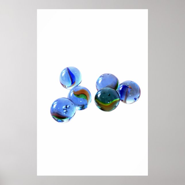 Blåa Minnen: Minimalistisk Glas Marble Konst Poster (Framsidan)