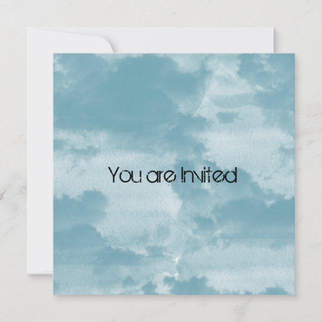 Blåa Moln Baby Shower Inbjudningar (Framsida)