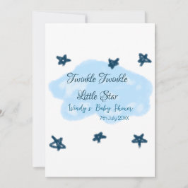 Blåa moln glimmar Gimmar Lilla Stjärna baby shower Inbjudningar