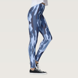 Blåa mönstrade armérandiga leggings