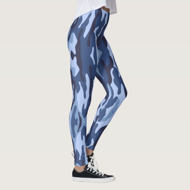Blåa mönstrade armérandiga leggings (Höger)