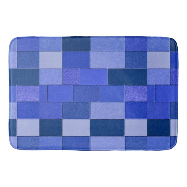 Blåa mosaikplattor badrumsmatta (Framsidan)
