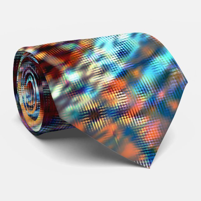 Blåa och bruna linjer som korsas rostfritt i silke slips (Rullad)