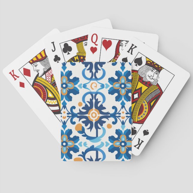 Blåa och bruna mönstrade uppspelningskort casinokort (Baksidan)