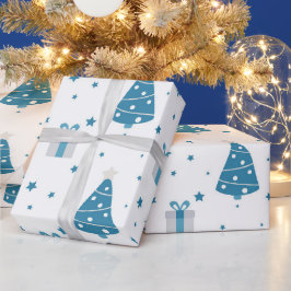 BLÅA OCH GRÅA JULGRANAR OCH PRESENTER PRESENTPAPPER