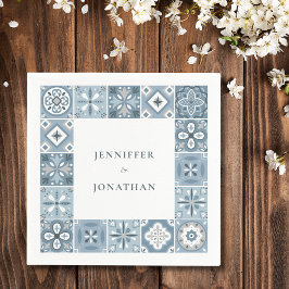 Blåa och grått-spikplattor pappersservett