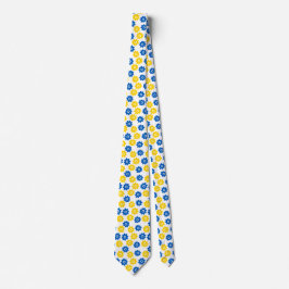 Blåa och gula blommor slips