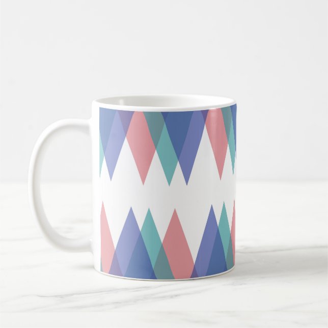 Blåa och korallrianglar kaffemugg (Vänster)