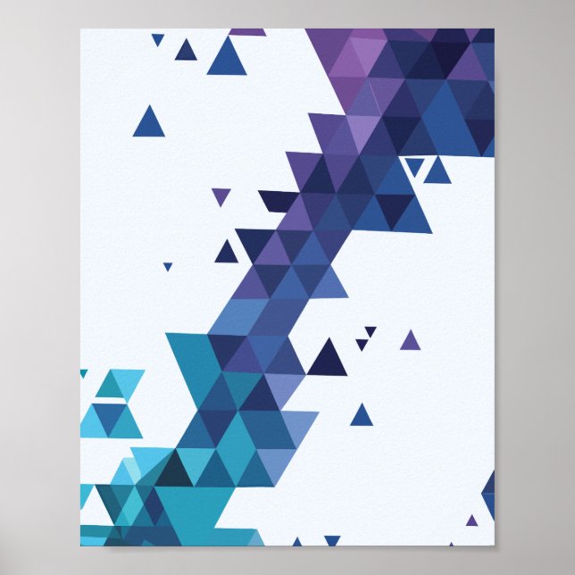 Blåa och Lila Geometric Triangles Mönster Poster (Framsidan)