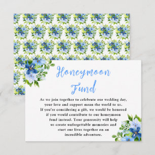 Blåa och marinblå blommor med lövverk tilläggskort