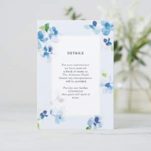 Blåa och ömtåliga blomsterdetaljer tilläggskort
