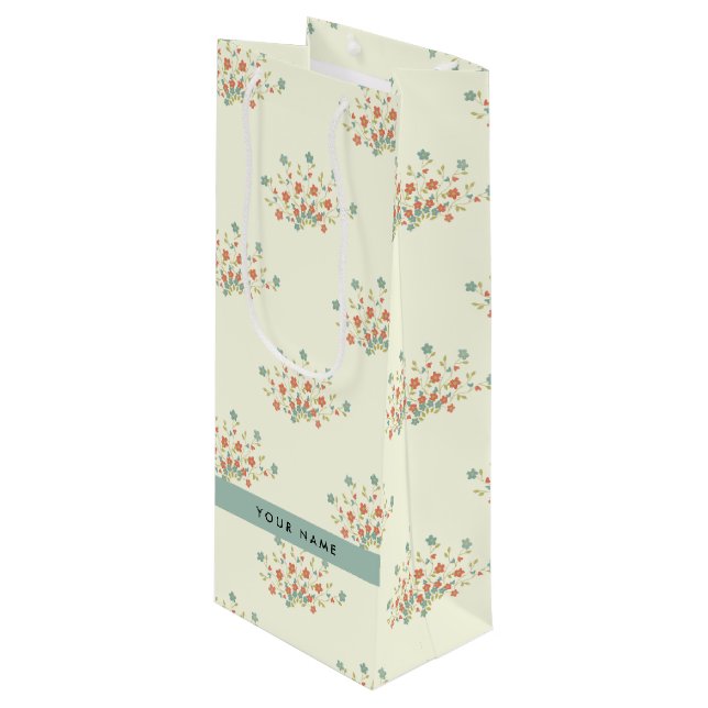 Blåa och röda blommor, Blå, Ditt Namn (Framsidan Vinklad)