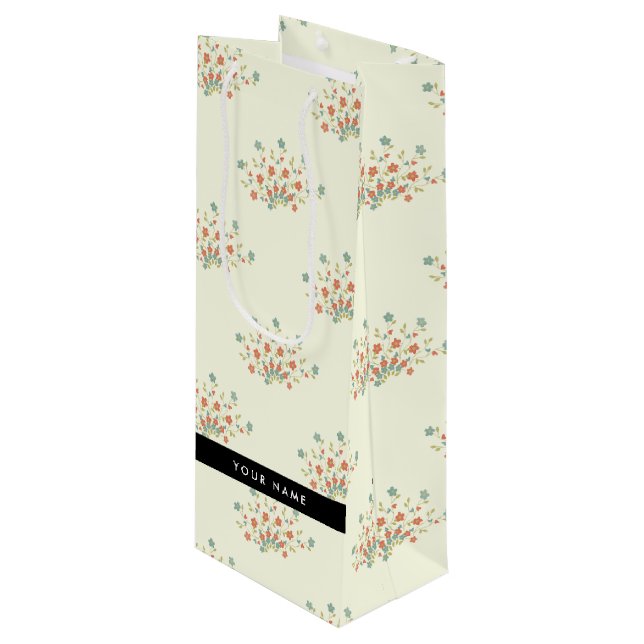 Blåa och röda blommor, svarta, Ditt namn (Framsidan Vinklad)