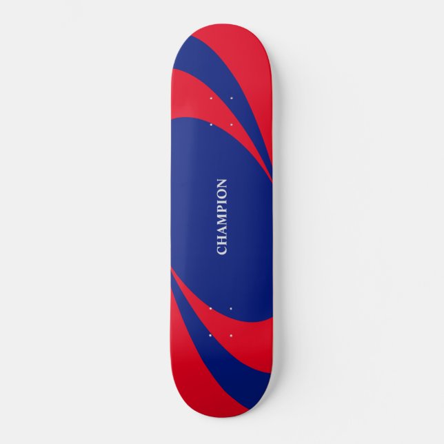 Blåa och röda vågiga linjer mini skateboard bräda 18,5 cm (Framsida)