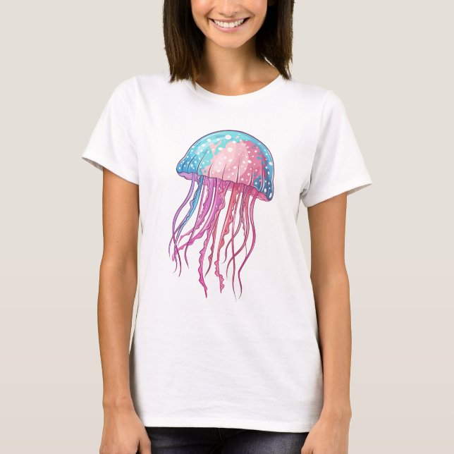 Blåa och Rosa Artistisk marinbiolog T Shirt (Framsida)