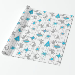 Blåa och Silver-julprydnader Pappra Presentpapper
