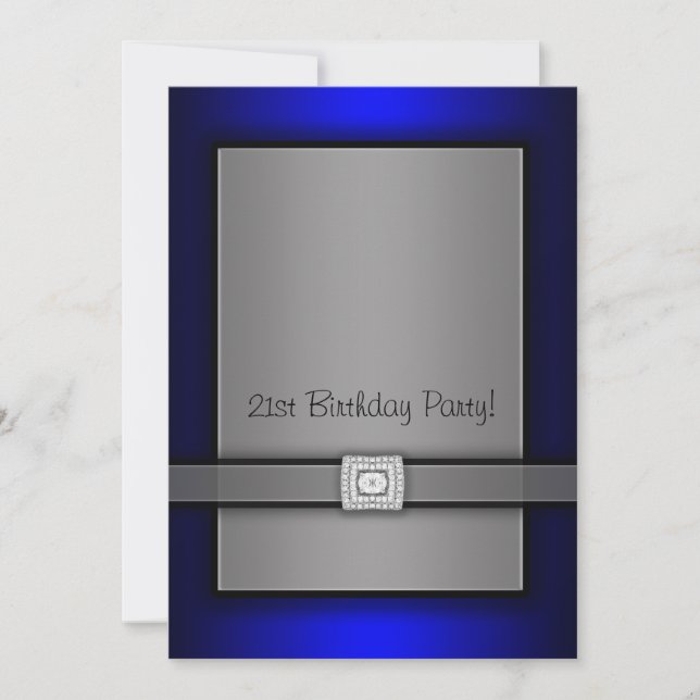 Blåa och svarta inbjudningar till 21:a födelsedag (Framsida)