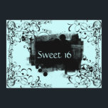 Blåa och svarta inbjudningar till Swirl-Sweet sixt<br><div class="desc">Blå och svarta snurrar sweet sixteen födelsedagsfest inbjudan.</div>