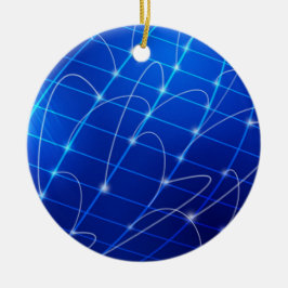 Blåa och vita nätverksanslutningar julgransprydnad keramik