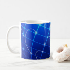 Blåa och vita nätverksanslutningar kaffemugg