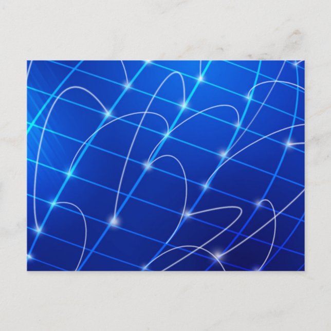 Blåa och vita nätverksanslutningar vykort (Framsida)