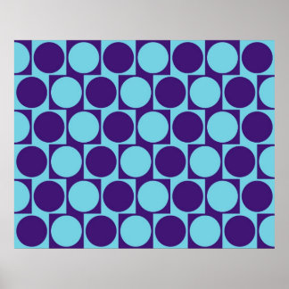 Blåa optiska väggcirklar för Illusionskaféet Poster