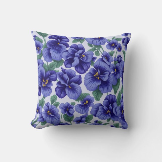 Blåa penséblommor  kudde (Framsida)
