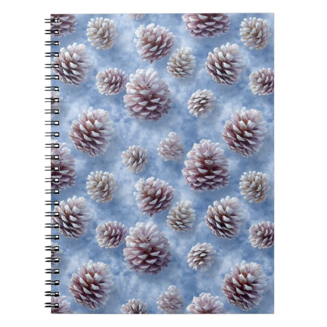 Blåa Pinecones Mönster Dekorativ kudde Anteckningsbok (Framsidan)