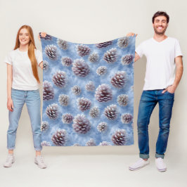 Blåa Pinecones Mönster Dekorativ kudde Fleecefilt