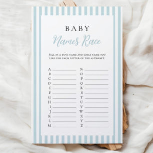 Blåa Ränder Baby Shower Namntävling För Bebis