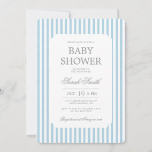 Blåa ränder Baby Shower Pojke Inbjudan