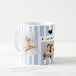 Blåa ränder, foton och hjärta Till pappa Kaffemugg