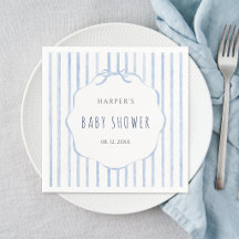 Blåa ränder med skulpterad ram Pojke Babyshower