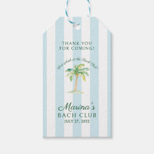 Blåa Ränder Palm Beach Bach Klubb Bröllop Tack Presentetikett