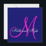 Blåa Rosa Monogram-bröllopsinbjudningar Inbjudningar<br><div class="desc">Personlig Blåblå och fuchsia rosa Bröllopsinbjudningar med Monogram och Namn. Design av Elke Clarke ©. Hundratals nöjda brudar har använt den här unika designen för att skapa sina inbjudningar till personligens bröllop med sina färg-val och personlig information. Den här designen är en PERFEKT för brudar som vill att deras bröllopsinbjudningar...</div>