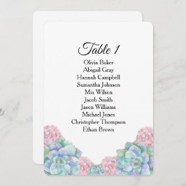 Blåa rosa succulents. Teckningar för sittplatser i Inbjudningar