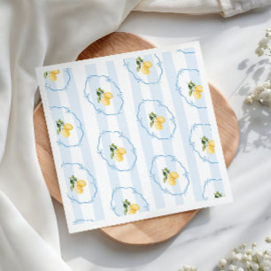 Blåa slingor Gul Citron Baby Shower Pappersservett