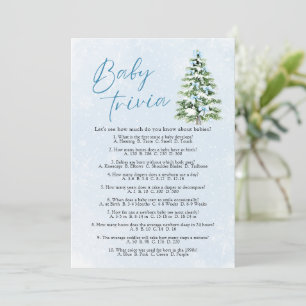 Blåa slingor jul baby shower baby trivia spel inbjudningar