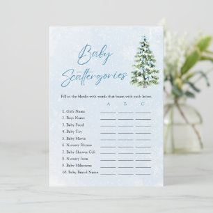 Blåa slingor Jul Baby Shower Scattergories-spel Inbjudningar