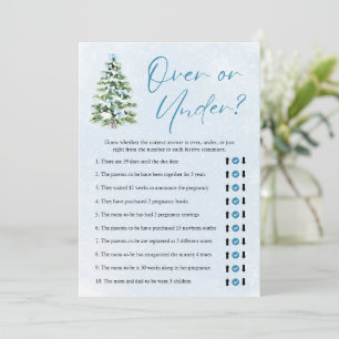 Blåa slingor jul över eller under baby shower-spel inbjudningar