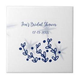 Blåa stjärnor blad kunglig lyx bröllopsdusch  kakelplatta