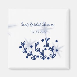 Blåa stjärnor blad kunglig lyx bröllopsdusch  magnet