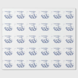 Blåa stjärnor blad kunglig lyx bröllopsdusch  presentpapper