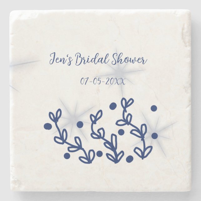 Blåa stjärnor blad kunglig lyx bröllopsdusch  stenunderlägg (Framsidan)