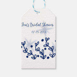 Blåa stjärnor blad royal lyx bröllopsdusch presentetikett