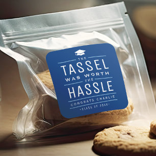 Blåa tassel var värd hassle Studenten Fyrkantigt Klistermärke